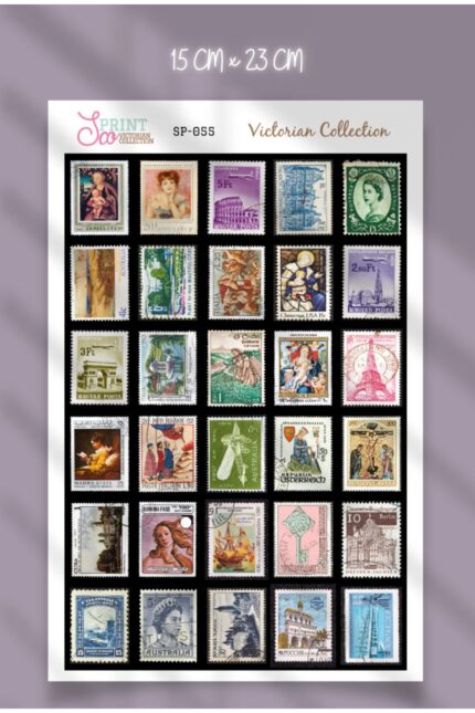 Victorian Vintage Pul  Sticker Koleksiyonu