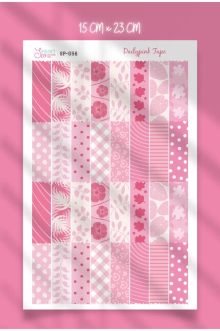 Daily Pembe Temalı Washi Tape Bant Sticker Koleksiyonu