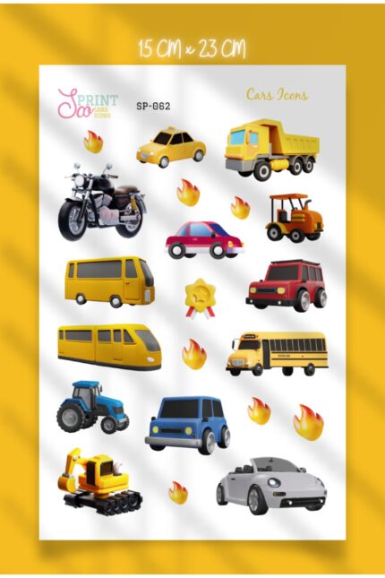 Arabalar Temalı  Sticker Koleksiyonu
