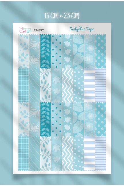 Daily Mavi Temalı Washi Tape Bant  Sticker Koleksiyonu