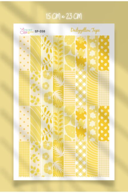 Daily Sarı Temalı Washi Tape Bant  Sticker  Koleksiyonu