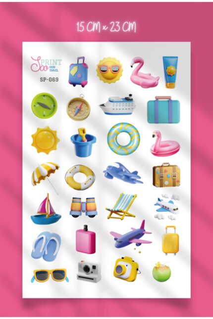 Seyahat Temalı İkon Sticker  Koleksiyonu