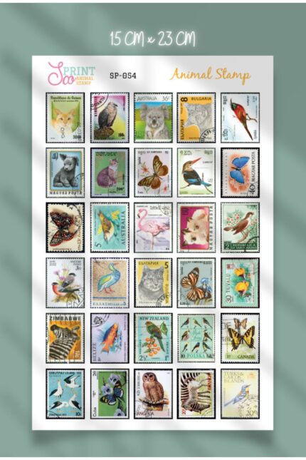Animal Stamp Sticker Pul Koleksiyonu