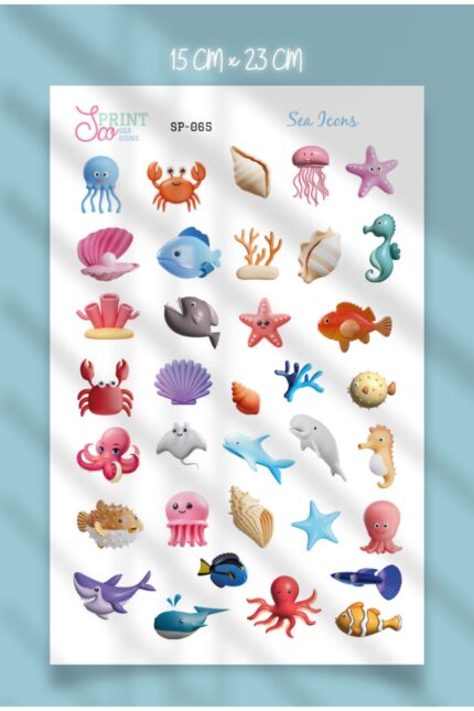 Deniz Canlıları İkon Sticker  Koleksiyonu