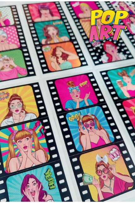 Pop Art Girl Temalı Retro Sticker Koleksiyonu